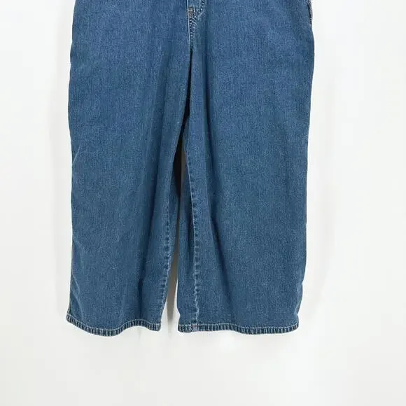 VTG 2003 Old Navy Cropped Bib Denim Overalls Women XL Y2K Grunge Loose Carpenter - Picture 3 of 12